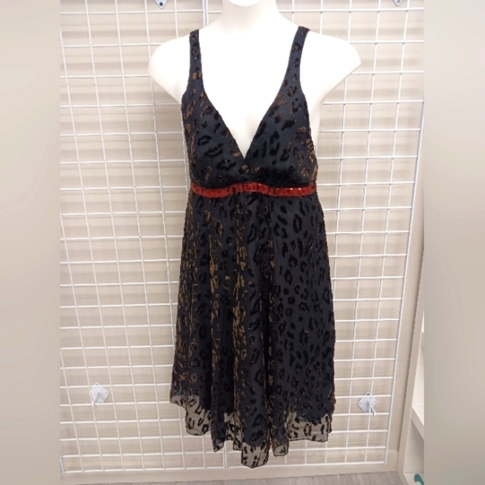 MATERNITY NICOLE MICHELLE Dress Leopard Sequin Halter Party Dress